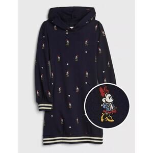 Gap Disney Girls Minnie Mouse Hoodie Dress Has Pockets Preppy Blue‎ Size Medium
